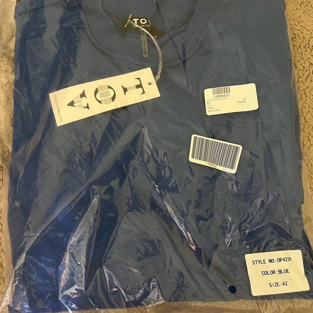 Tov Holy Blue Sweatshirt Dress w Zipper Detail Size 42-Oversized Large  NWT - Picture 16 of 16